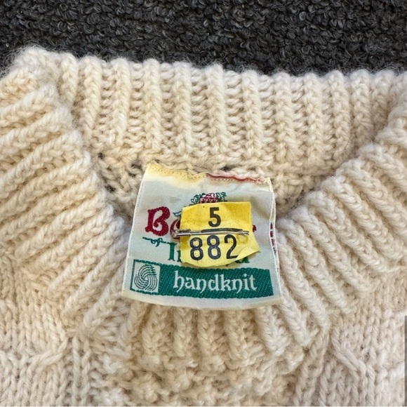 Vintage Bonner of Ireland Wool Cream Hand Knit Fisherman Sweater - Picture 4 of 5